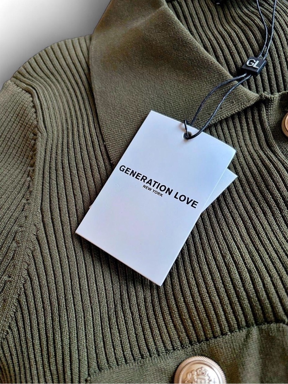 Generation Live Olive Green Ribbed Button-Front Ribbed Knit Collared Shirt - Picture 4 of 7